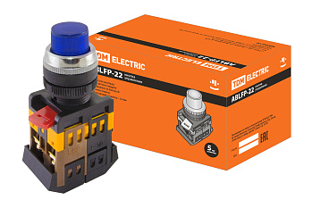 TDM Кнопка ABLFP-22 синий d22мм неон/230В 1з+1р SQ0704-0007