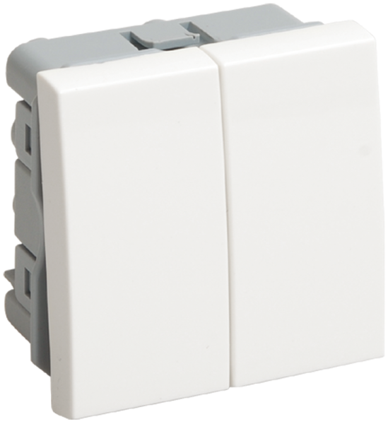 Купить IEK PRIMER Выключатель проходной (переключатель) двухклавишный на 2 модуля. ВК4-22-00-П