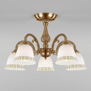 Eurosvet Классическая люстра со стеклянными плафонами 60107/5 античная бронза a045764