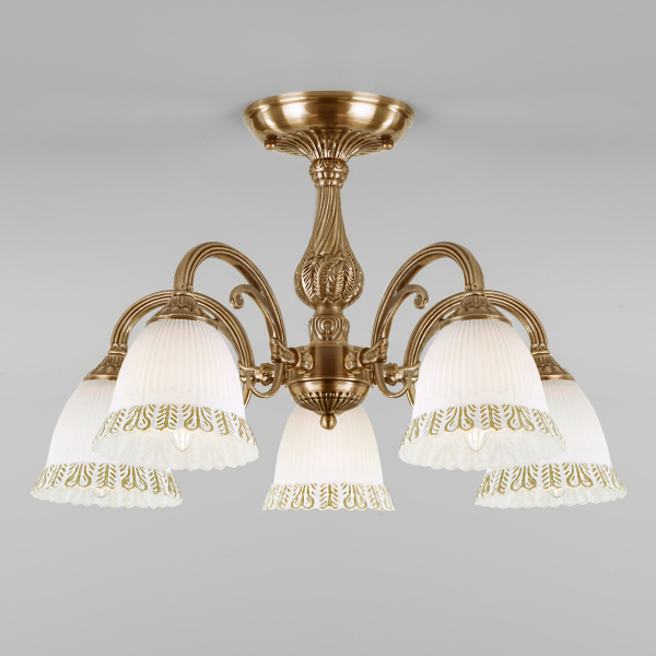 Eurosvet Классическая люстра со стеклянными плафонами 60107/5 античная бронза a045764