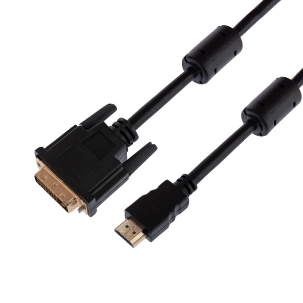 Шнур HDMI - DVI-D gold 3М с фильтрами Rexant 17-6305