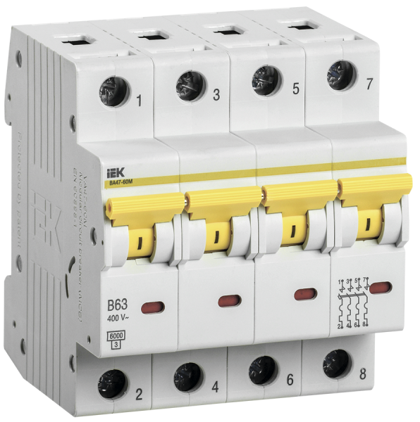 Купить IEK KARAT Автоматический выключатель ВА47-60M 4Р 16А 6кА B MVA31-4-016-B