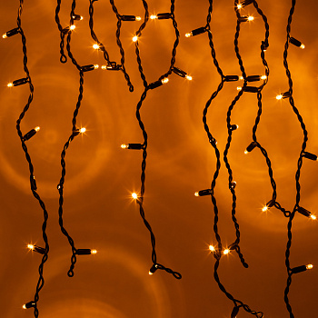 ЭРА Гирлянда ERAPS-BZ2 светодиодная новогодняя бахрома уличная 2*1 м желтая 120 LED IP65