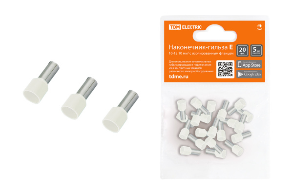 TDM Наконечник-гильза Е10-12 10мм2 с изолированным фланцем (20шт) SQ0568-0037