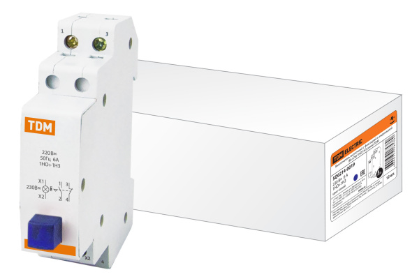 TDM Выключатель кнопочный c фиксацией и индикацией ВК-47M 1НО;1НЗ синий SQ0214-0019