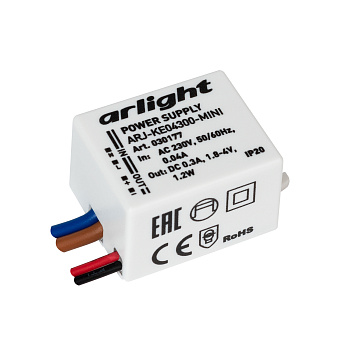 Arlight Блок питания ARJ-KE04300-MINI (1.2W, 300mA) (IP20 Пластик, 5 лет) 030177