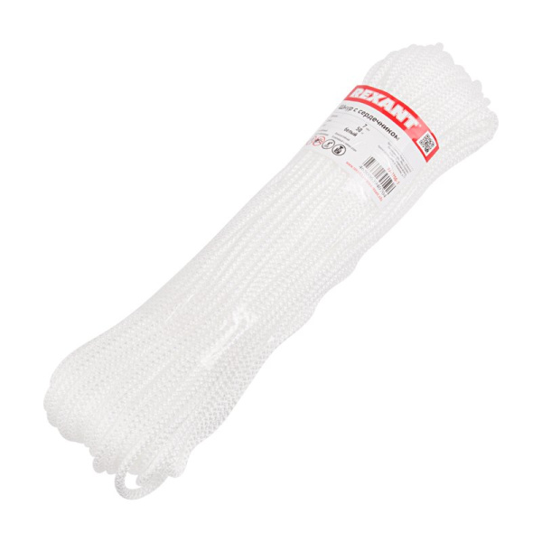 Шнур с сердечником 7мм 50м (белый) Rexant 77-1750-1