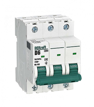 Dekraft Автоматический выключатель 3Р 6А х-ка D ВА-103 6кА 12365DEK
