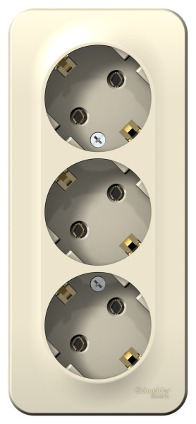 Купить Systeme Electric Blanca наруж Молочная Розетка 3-ая с/з без шторок 16А, 250В, изолир. пластина