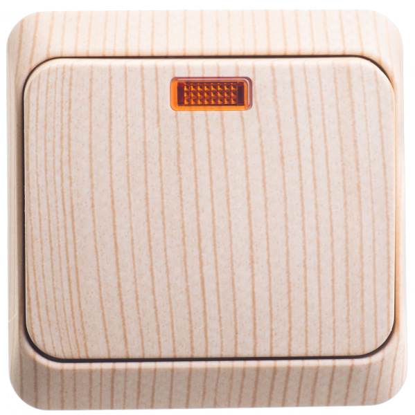 Systeme Electric Этюд наруж Дача Сосна Выключатель 1-клавишный с подсветкой (сх. 1)