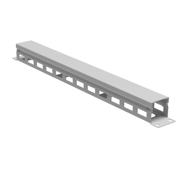 DKC Кабельный органайзер с крышкой и отверстиями 1U, глубина 40 мм, для 19" IT-корпусов, RAL7035