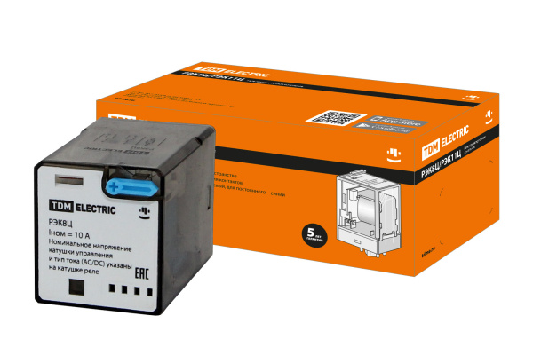 TDM Реле РЭК8Ц/2 10А  12В DC (без разъема Р8Ц арт. SQ1503-0019) SQ0701-0102