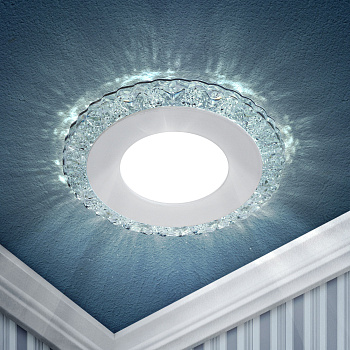 ЭРА DK LED 14 SL/WH Прозрачный/белый Светильник светодиодный круглый "белая подсветка" 3+3W Б0036495