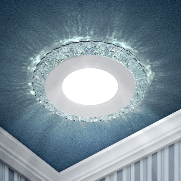 ЭРА DK LED 14 SL/WH Прозрачный/белый Светильник светодиодный круглый "белая подсветка" 3+3W Б0036495