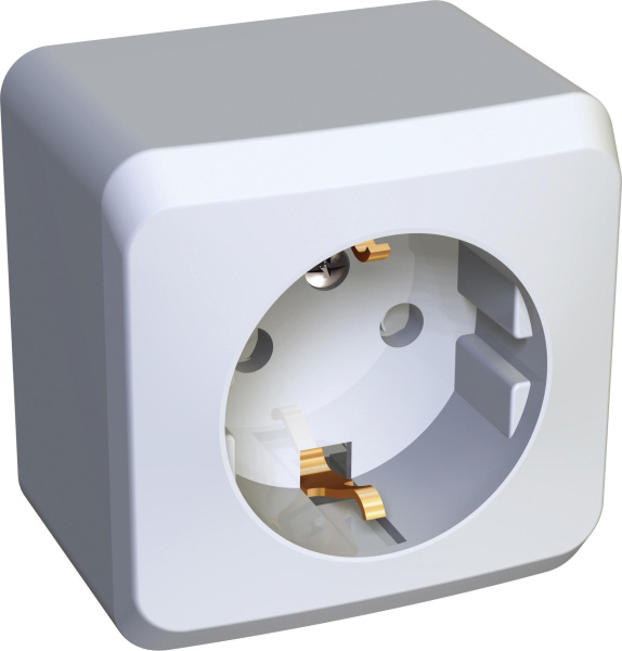 Купить Systeme Electric Этюд наруж Бел Розетка 1-ая с/з со шторками