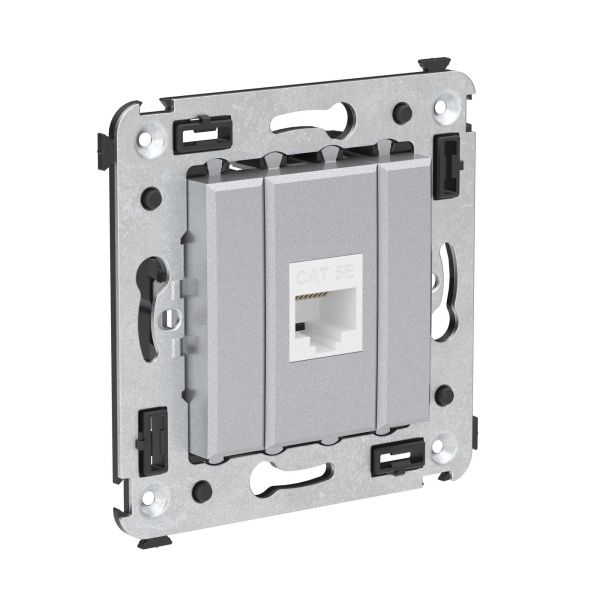 Купить DKC Компьютерная розетка RJ-45 без шторки в стену, кат.5е одинарная, "Avanti", "Закаленная сталь"