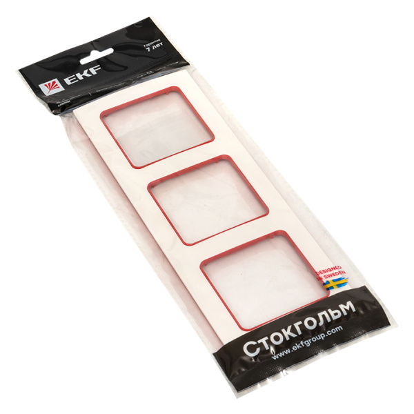 Купить EKF PROxima Стокгольм Белый Линия красная Рамка 3-ая