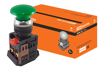 TDM Кнопка AEА-22 "Грибок" зеленый d22мм 1з+1р SQ0704-0016