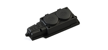 Systeme Electric MultiSet Черная Колодка 2х розетка 2К+З каучуковая 16А/250В IP44