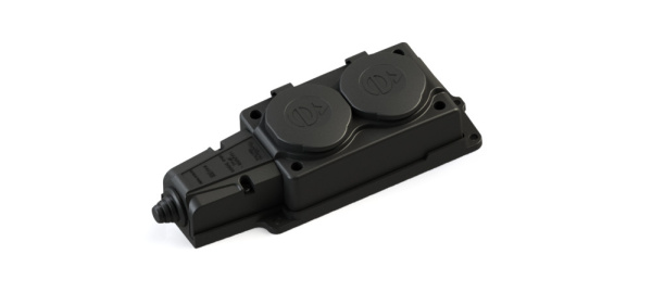 Systeme Electric MultiSet Черная Колодка 2х розетка 2К+З каучуковая 16А/250В IP44