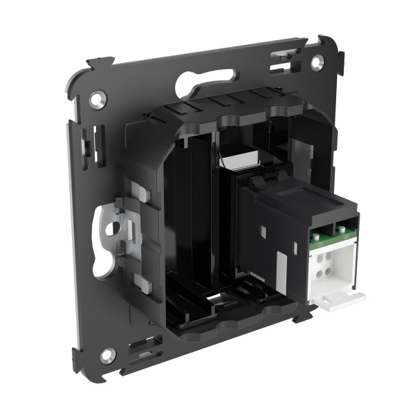 Купить DKC Компьютерная розетка RJ-45 в стену, кат.5e одинарная, "Avanti", "Черный квадрат"