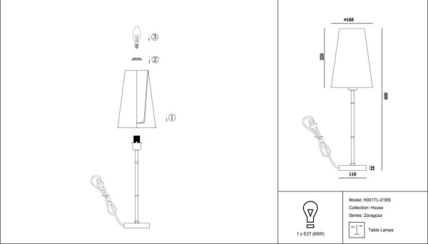 Купить Maytoni House Zaragoza Латунь Настольная лампа E27 60W H001TL-01BS