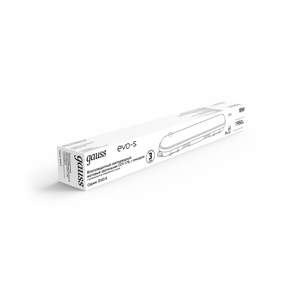 Купить Gauss Св-к лин СПП-176 EVO 18W 1950lm 4000K 200-240V IP65 600*76*82мм ИК-сенс и соед в лин LED 864424218-S