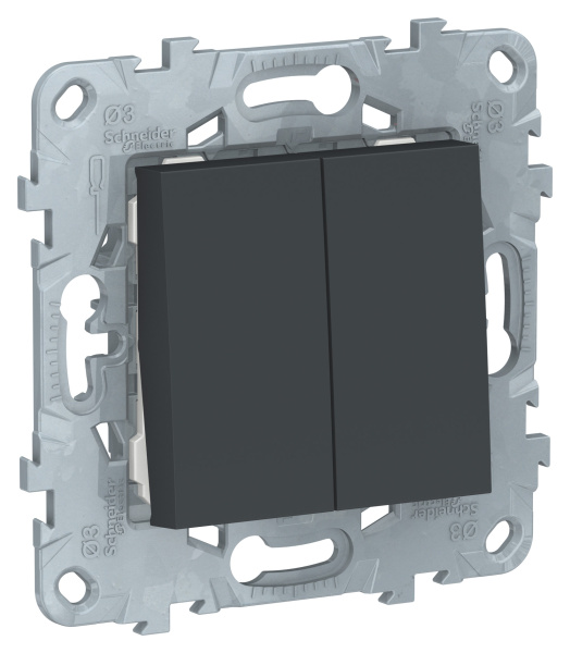 Купить SE Unica New Антрацит Переключатель 2-клавишный, 2 х сх. 6 NU521354