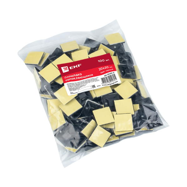 Купить EKF PROxima Площадка самоклеящаяся (20х20мм.) черная (100шт.)