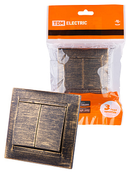 TDM Выключатель 2-х кл. 10А старинная бронза "Лама" SQ1815-0744