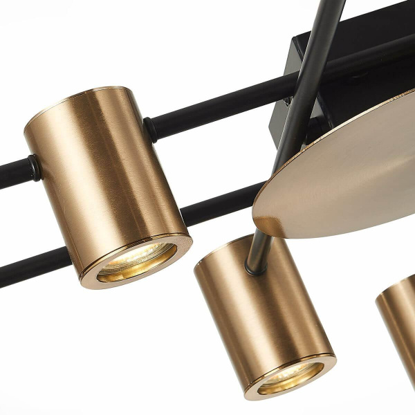 Купить SL1207.402.08 Светильник потолочный ST-Luce Черный/Латунь GU10 8*7W