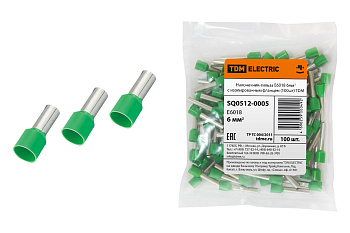 TDM Наконечник-гильза Е6018 6мм2 с изолированным фланцем (100шт) SQ0512-0005
