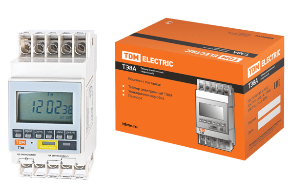 TDM Таймер электронный ТЭ8A-1мин/7дн-8on/off-16А-DIN SQ1503-0002