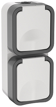 IEK TORS Розетка 2-ая с з/к кр. верт. 16А IP55 TS232 белый
