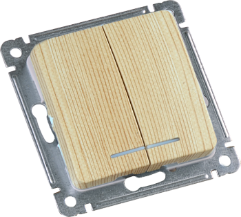 Hegel Мастер внутр Сосна ВС10-452-02 Выключатель 2-клавишный, с индикацией, механизм