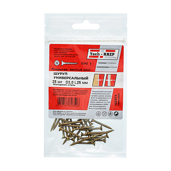 Tech-Krep Саморез ШУж 3,0х25 пот. гол. (28 шт) - пакет 102474