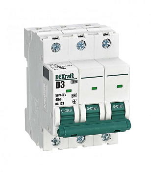 Dekraft Автоматический выключатель 3Р 3А х-ка D ВА-103 6кА 12362DEK