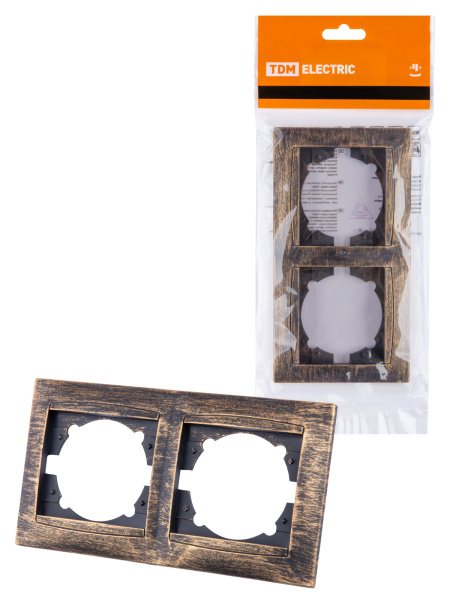 TDM Рамка 2-х постовая горизонтальная старинная бронза "Лама" SQ1815-0776