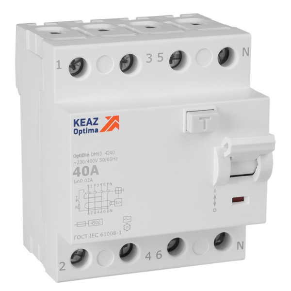 КЭАЗ OptiDin DM63-4240-AC-4,5-УХЛ4 (4P, 40, 30mA)