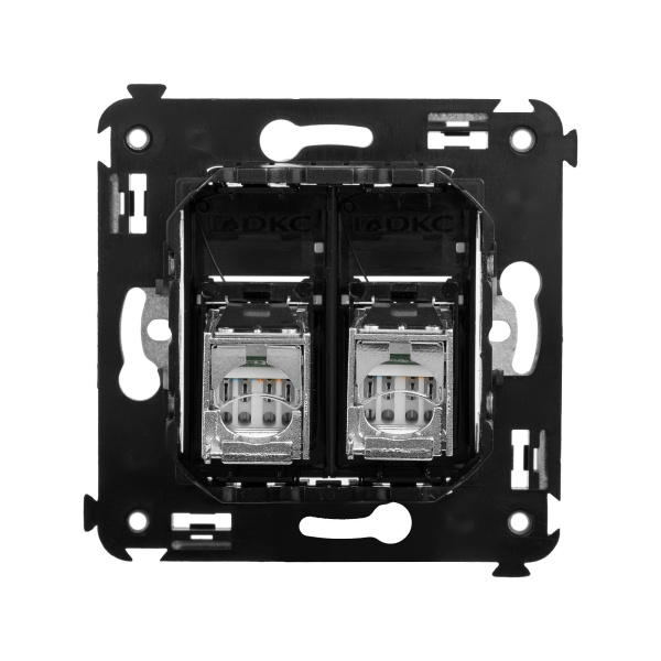 Купить DKC Компьютерная розетка RJ-45 в стену, кат.6 двойнаяэкранированная,"Avanti", "Черный квадрат"
