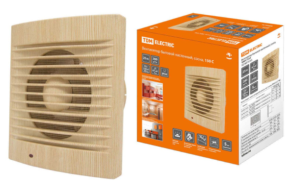 TDM Вентилятор бытовой настенный, 150 С "ЭКО" (сосна) SQ1807-0105