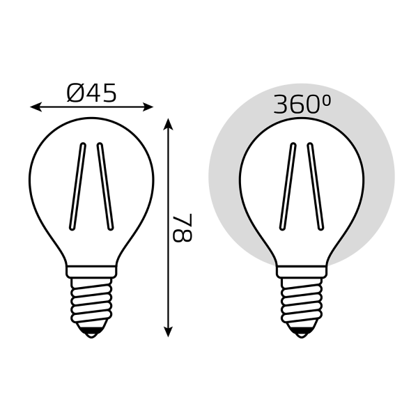 Купить Gauss Лампа Filament Шар 13W 1150lm 4100К Е14 LED 1/10/50 105801213