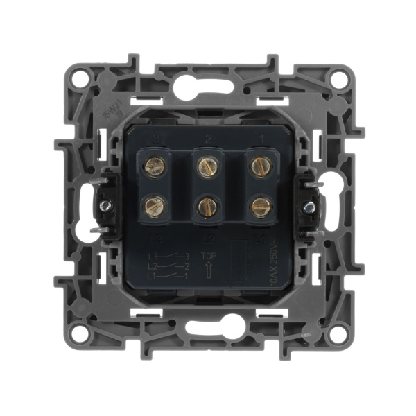 Купить Legrand Etika Антрацит Выключатель 3-клавишный, 10А, авт. клем. 672613