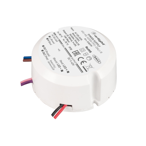 Arlight Блок питания ARJ-KE-40300-PFC-DALI2-R (12W, 9-40V, 0.3A) (IP20 Пластик, 3 года) 038299
