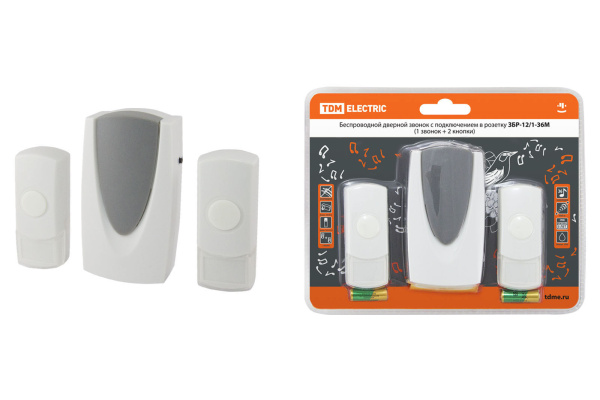 TDM Звонок ЗБР-12/1-36М (беспр., роз., 2 кнопки) SQ1901-0011