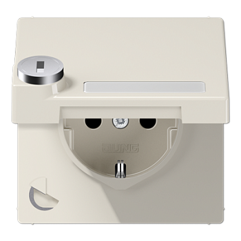 JUNG SCHUKO-розетка с крышкой  и замком, слоновая кость LS1520NAKLSL