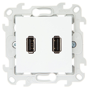 Simon 24 Белый Коннектор 2хUSB 2.0 тип A 2411090-030