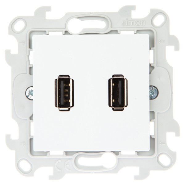 Simon 24 Белый Коннектор 2хUSB 2.0 тип A 2411090-030