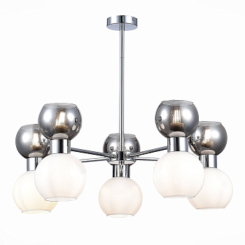 Evoluce SLE1138-102-10 Люстра потолочная Хром/Белый, Дымчатый E27 10*60W