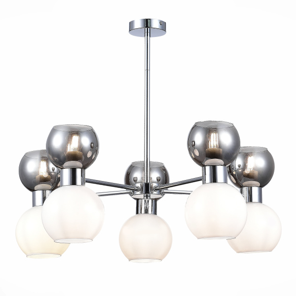 Evoluce SLE1138-102-10 Люстра потолочная Хром/Белый, Дымчатый E27 10*60W